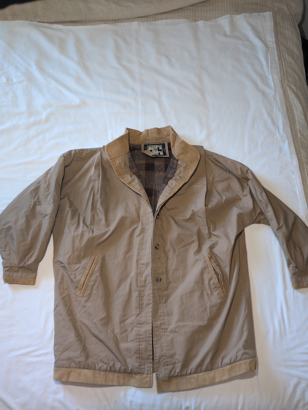Utility Field Jacket in Khaki with Corduroy Trim